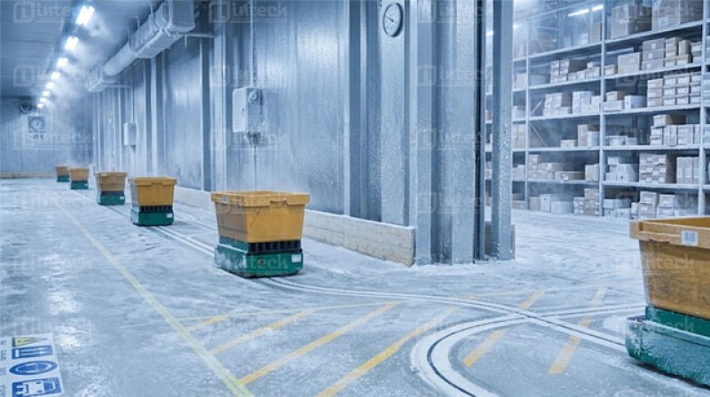 ung dung giai phap robot agv van chuyen trong kho lanh thuc pham